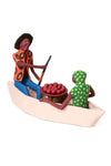 Boating Mama and Papa Zambian Papier-Mache Sculpture